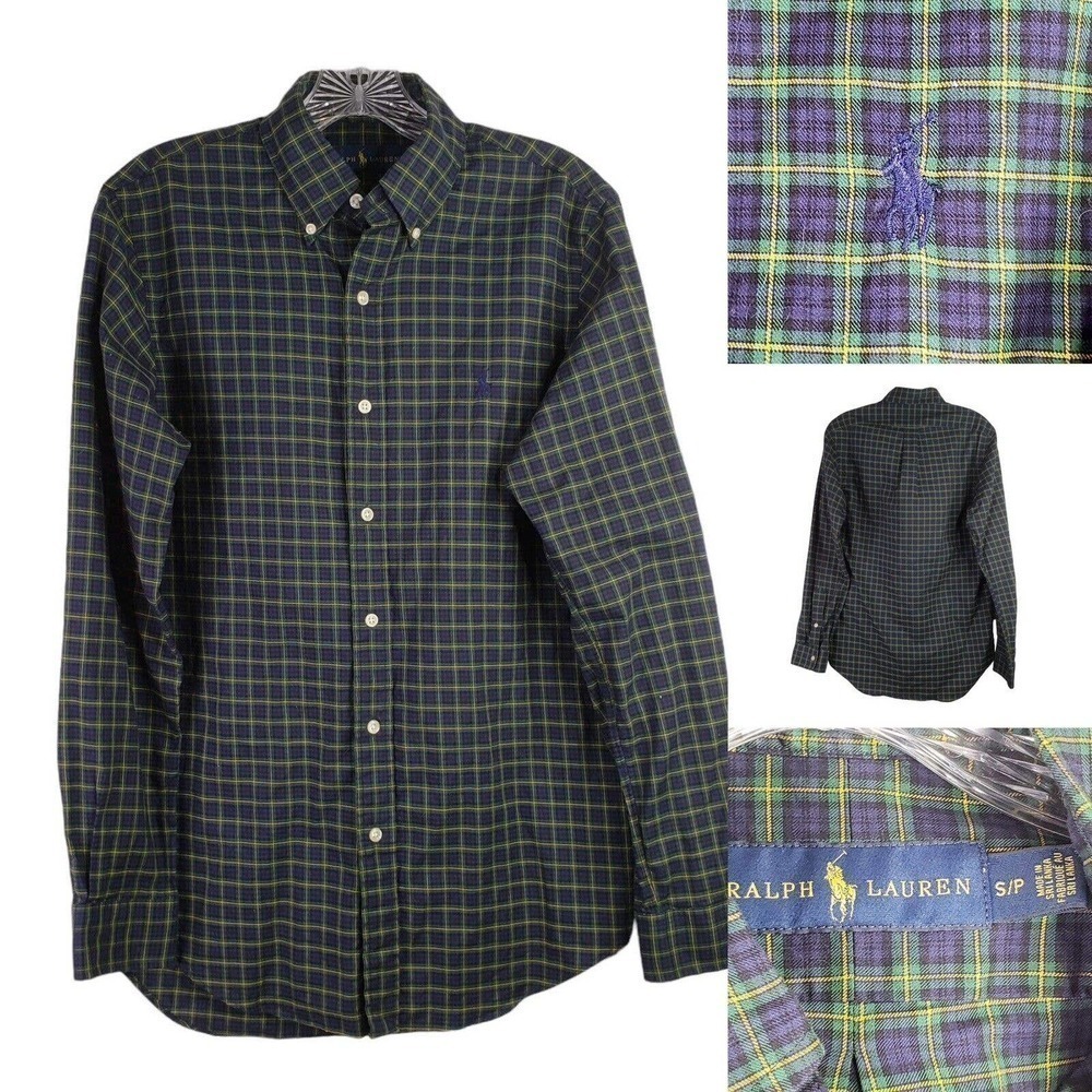 Polo Ralph Lauren Oxford Men's Small Blue Plaid Long Sleeve Button Down Shirt